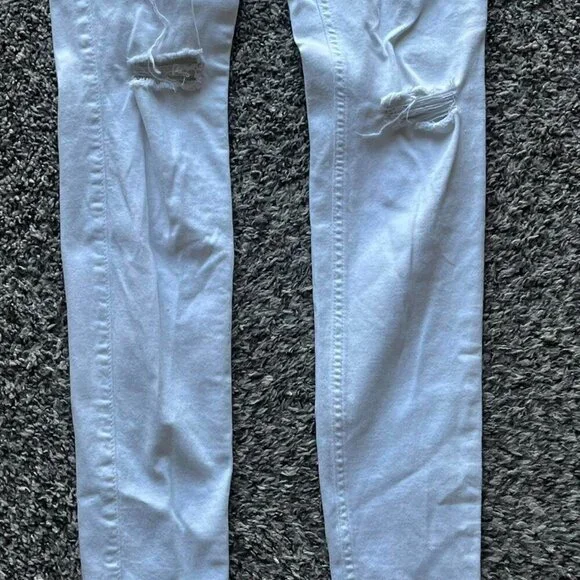 Y2K Hollister Jeans Womens 27 White High Rise Skinny Ripped Jeans - Picture 4 of 8